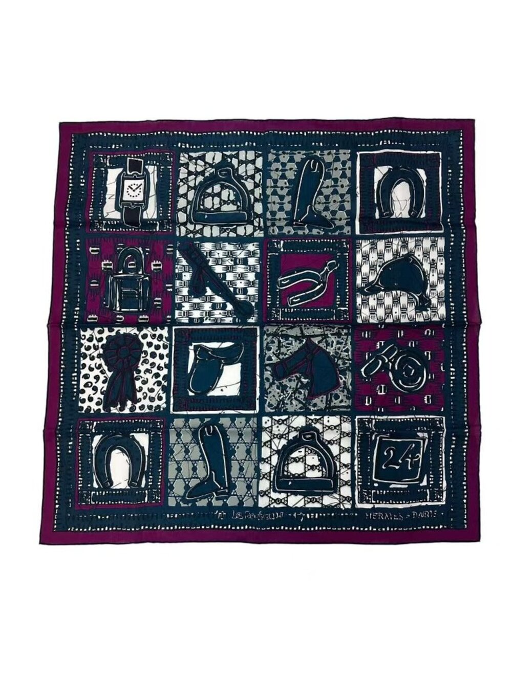 Hermes le Boubou H Scarf Cotton Navy - Picture 2 of 7
